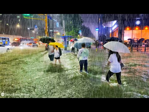 [유튜브] GANGNAM STREET Flooded by Sudden HEAVY RAIN