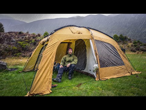 CAMPING In HEAVY RAIN - RAINSTORM Overwhelms Hot Tent 