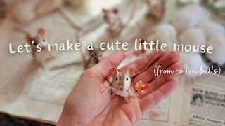 Learn to make a spun cotton mouse - spun cotton art tutorial - make a mouse doll from cotton balls
