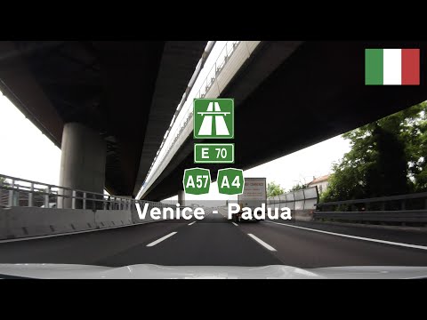 Driving in Italy: Autostrada A57 and A4 E70 from Venice to Padua
