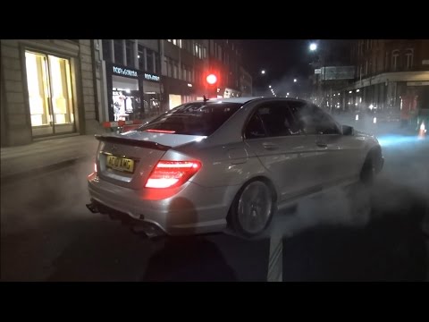 800bhp Weistec Supercharged C63 BURNOUTS, BRUTAL START UP and REVS!