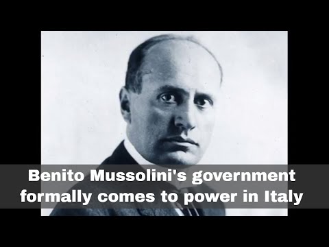31st October 1922: The cabinet of Benito Mussolini formally comes to power