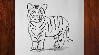 How to draw tiger step by step 🐯 | Easy Tiger Drawing 🐅 | Tiger Drawing most simple ever