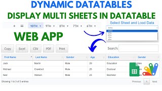 How to Display Dynamically Multiple Sheets Data to Datatable Web App | DV2