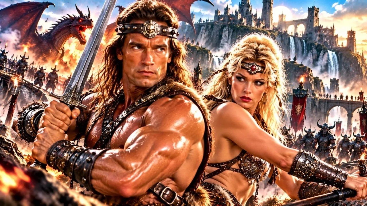 Arnold Schwarzenegger & Brigitte Nielsen | Hollywood Sword Fighting Action Movie | Free Hindi Movie