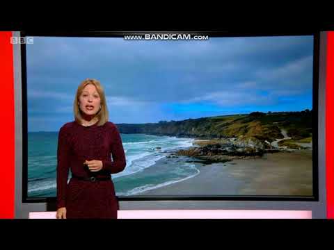 Bee Tucker in a dark red dress on BBC Spotlight weather