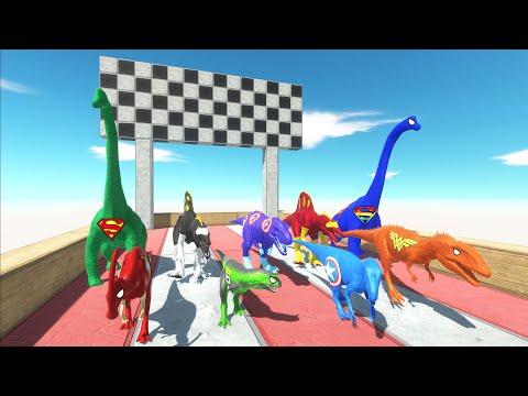 SUPERHERO SPEED RACE DINOSAURS TOURNAMENT DEATH RUN CHAMPIONS - Animal Revolt Battle Simulator