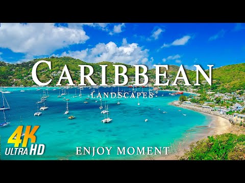 CARIBBEAN 4K DRONE Nature Film - Calming Piano Music - Beautiful Beach