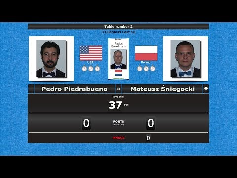 Carom 3 Cushions Last 16 : Pedro Piedrabuena vs Mateusz Śniegocki