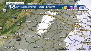 Radar shows snow spreading across Central Virginia Sunday afternoon