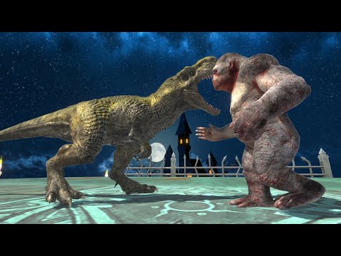T-REX vs GORO vs KINGKONG vs TYRRANOSAURUS DEATH RUN - Animal Revolt Battle Simulator