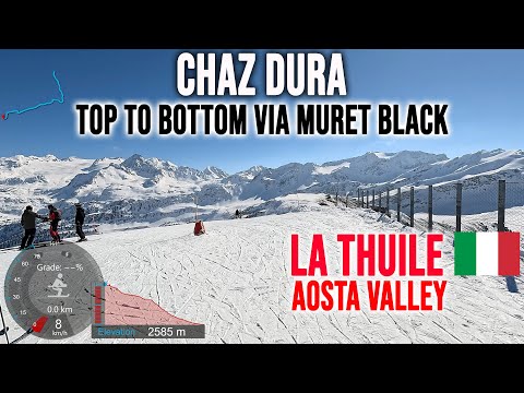 [4K] Skiing La Thuile, Top to Bottom - Muret Black & Chaz Dura Red, Aosta Valley Italy, GoPro HERO13