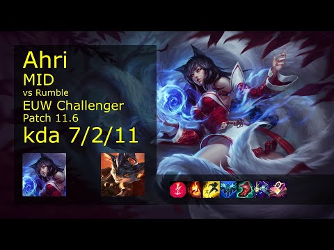 Ahri vs Rumble Mid - EUW Challenger 7/2/11 Patch 11.6 Gameplay