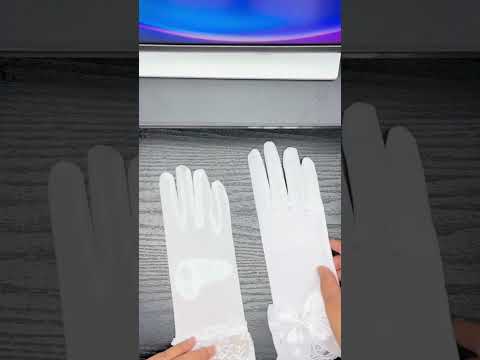 White leather hand gloves