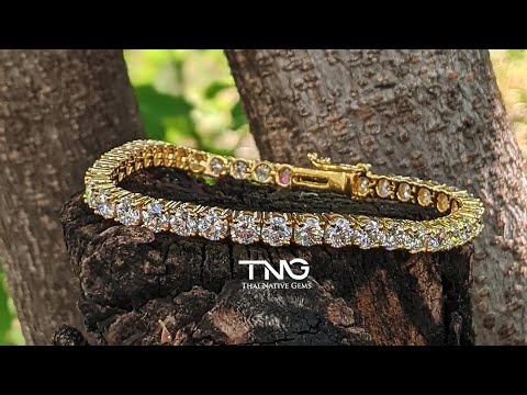 11.07 carats Tennis Bracelet set with Lab Grown Diamonds and 18K Yellow Gold from Bangkok, Thailand!