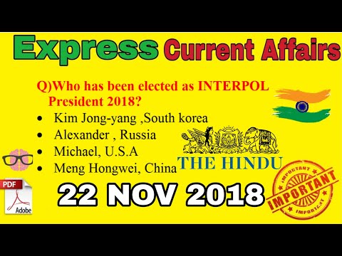 Daily Current Affairs 22 November 2018 || UPSC, SSC, RRB , RBI, SBI, IBPS, Railway, KVS