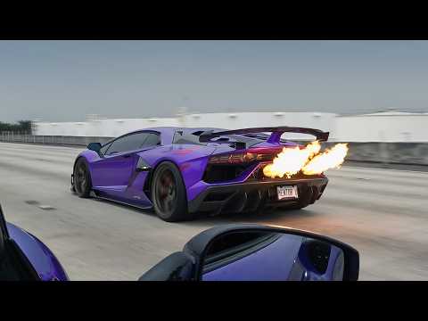 SUPERCARS BLASTING - 8x Bugatti Chiron, McLaren Senna - Mansion Rally to Supercar Saturdays Florida