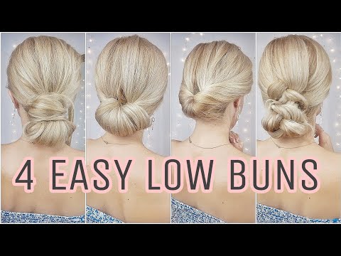 4 EASY LOW MESSY BUN HAIRSTYLES 🌸 MEDIUM AND LONG...