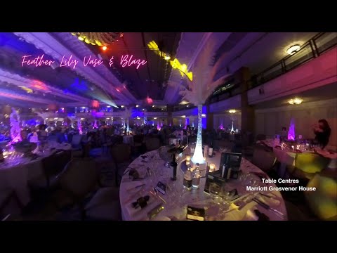 Feather Lily Vase and Blaze table centres at the Marriott Grosvenor House London