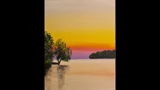 איך מציירים שקיעה באקריליק- Creative-art