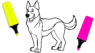 Coloring for Kids with German Shepherd Dog - Coloring Pages for Children