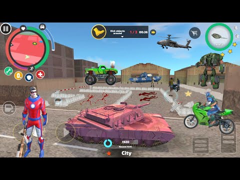 Rope Hero: Vice Town (Rope Hero Entered in Pink Tank) Tank Destroyer Army Base - Android Gameplay HD