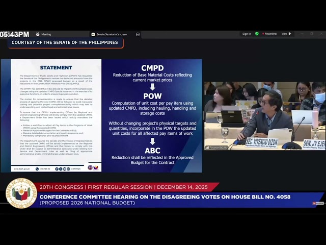 Dizon’s last-minute appeal to bicam: Restore DPWH budget cuts brought by lower material costs