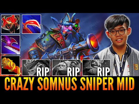 SOMNUS Crazy Sniper Mid Gameplay | Thats The Way to Counter 3 of The Biggest Tanks in Dota 2