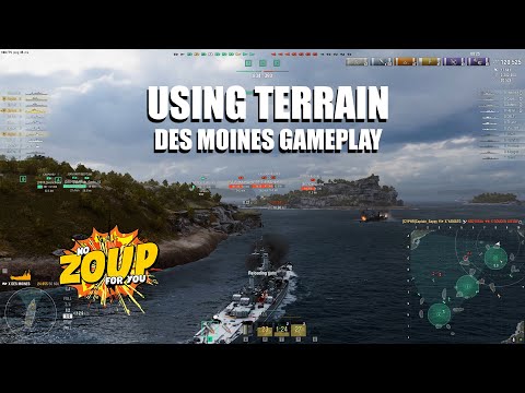 Using Terrain in World of Warships - Des Moines Gameplay