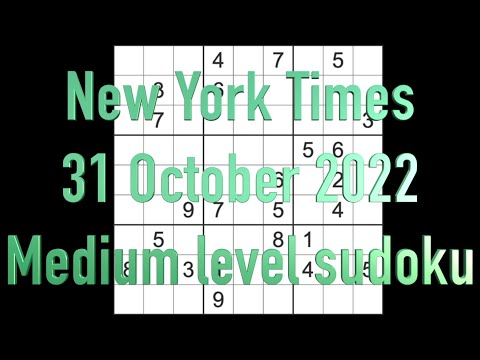 Sudoku solution – New York Times sudoku 31 October 2022 Medium level