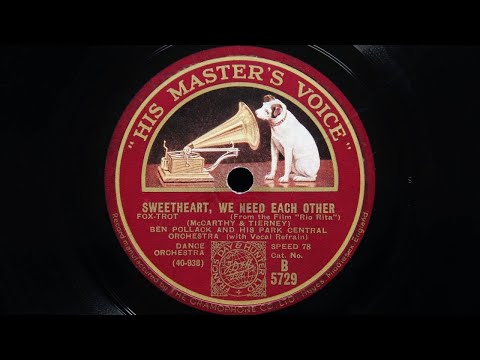 Ben Pollack and His Park Central Orchestra - Sweetheart We Need Each Other (1929)