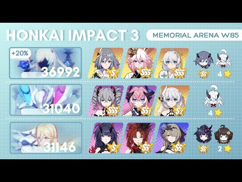 Honkai Impact 3: Memorial Arena W85 Exalted 81+: Rimestar, Assaka, BKE [Semi-Budget/F2P 2% Rank]