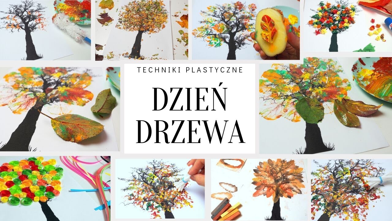 Dzień drzewa - tematy i techniki plastyczne na jesień z wykorzystaniem szablonu drzewa