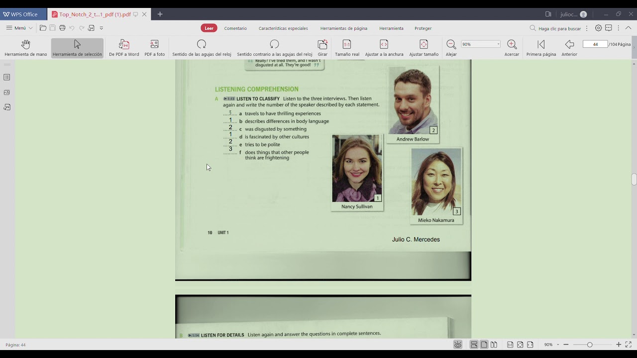 Top Notch 2 third edition part 1 pdf 1 First Partial Exam Of Julio C. Mercedes