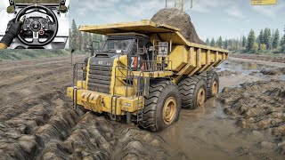 Z2 CAT 770Z Coalminer - Transporting a Big Size Mud Load | SnowRunner | Logitech G29 Gameplay