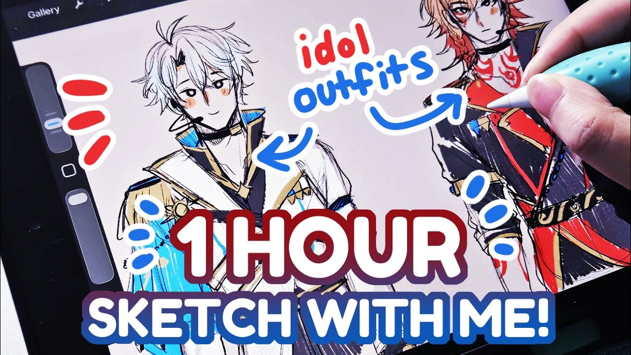 1 HOUR SKETCH WITH ME! | Drawing Idol outfits!✨