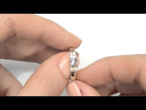 FET38-V - Tanzanite 3.75mm And Diamond 18K Gold Ring