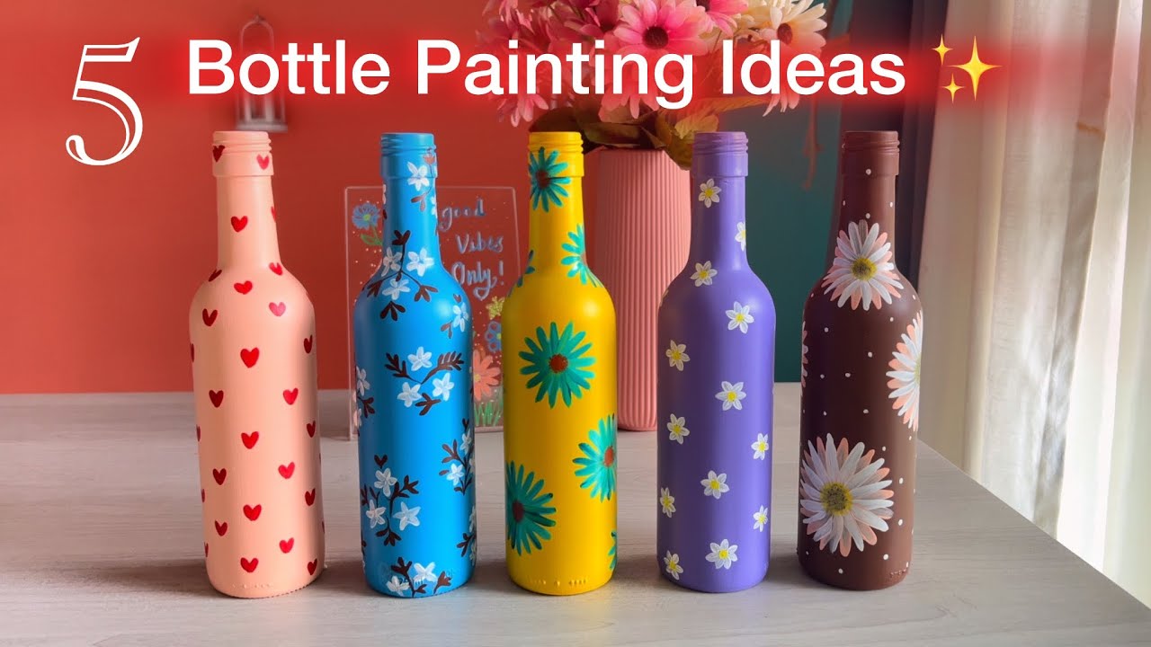DIY Bottle Art | Simple Glass Bottle Painting Ideas | Easy Bottle Art for Stress Relief