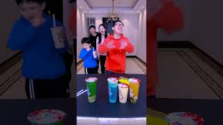The Milk Tea Drinking Challenge, So Exciting, Give It A Try! ! # Funnyfamily# Party Games