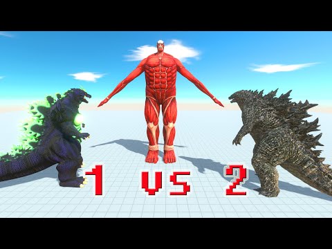 1 VS 2: COLOSSAL TITAN VS GODZILLA 2021 + SUPER GODZILLA - Animal Revolt Battle Simulator