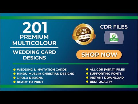 (File 21) 201+ Multi-Color Wedding & Invitation Cards (CDR)_Taiyar Shaadi Cards & 7000+ Fonts Video