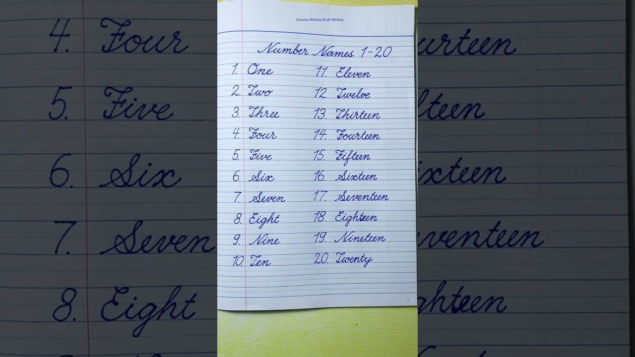 Cursive Writing Practice | Number Names 1-20 | Cursive Handwriting Practice |English Cursive Writing