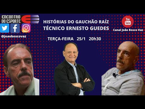 Hoje, terça, AO VIVO, 20h30, grandes histórias do gauchão com o técnico Ernesto Guedes