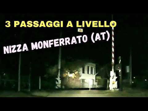 3 Passaggi a livello Nizza Monferrato (AT) Strada Volta di notte #levelcrossing #nizzamonferrato