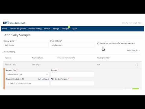 UBT Business ACH: Managing Recipients