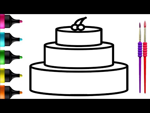 Birthday Cake with a Cherry: Drawing, Painting, and Coloring Fun for Kids and Toddlers!