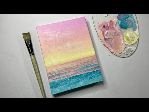 Sunset seascape painting/acrylic painting for beginners step by step/#75