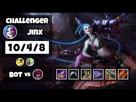 Jinx Bot Lane 11.6 Challenger Gameplay Replay S11 (10/4/8) - KOREAN