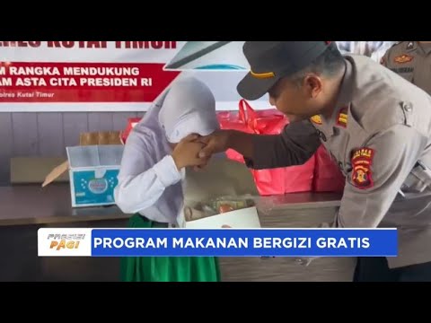 POLSEK BENGALON POLRES KUTAI TIMUR BAGI MAKANAN BERGIZI GRATIS