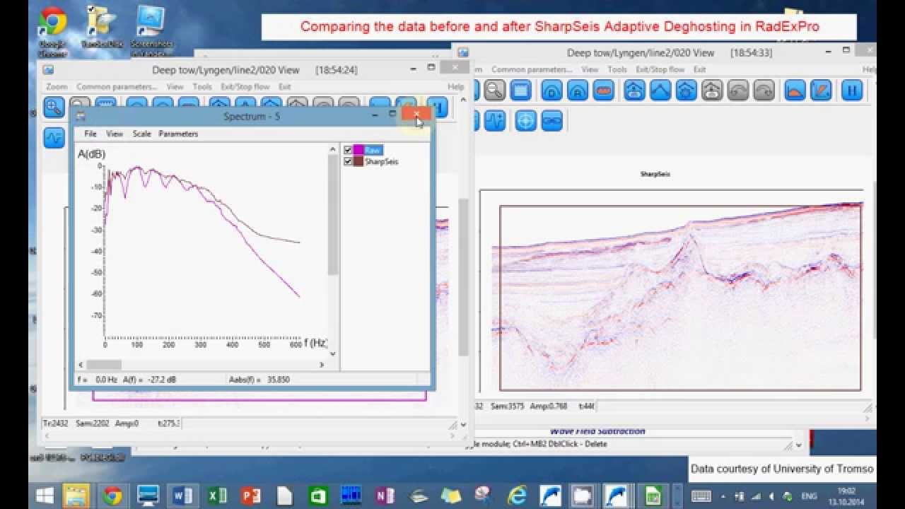 Seismic data before and after ShaprSeis processing
